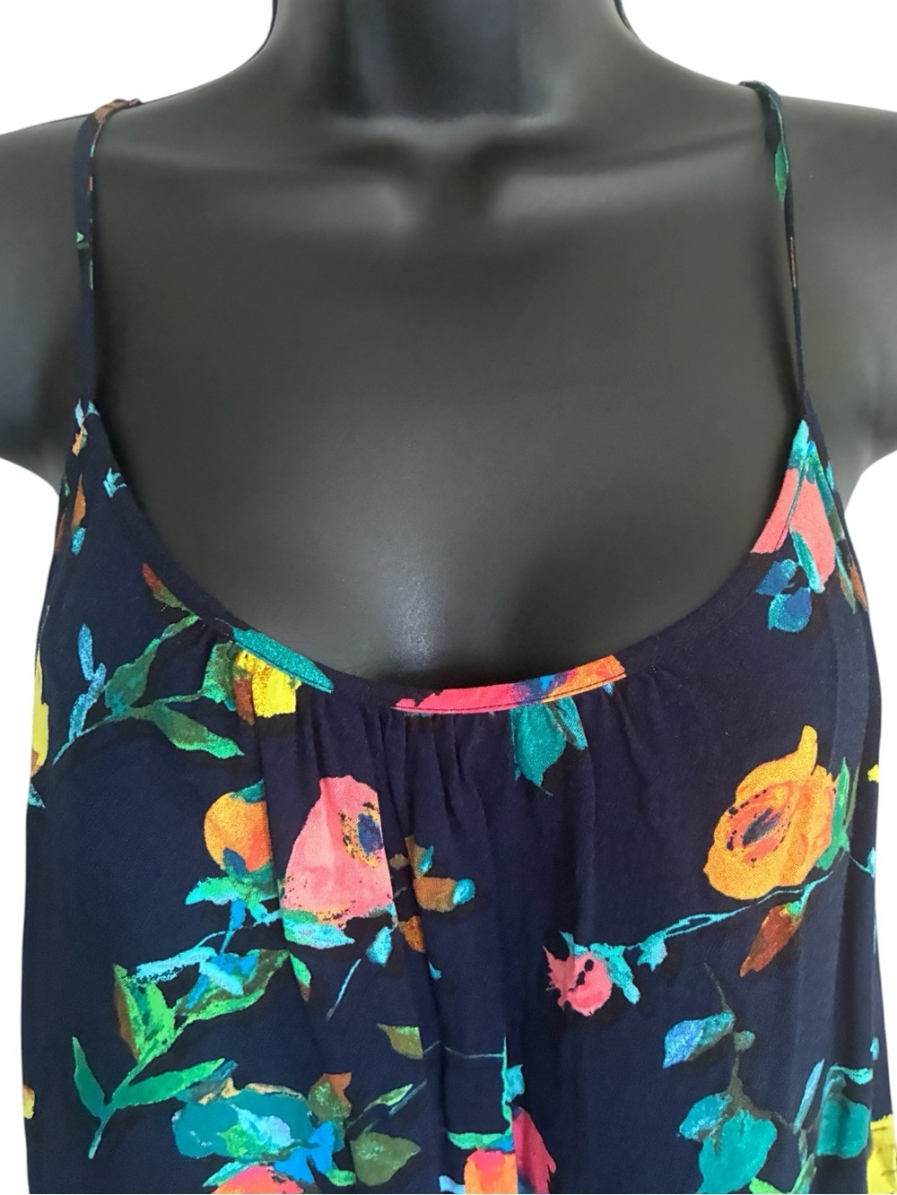 Navy Coquette Indie Sleaze Fairycore Floral Spaghetti Strap Cami Tank Top Sz S - Picture 2 of 7